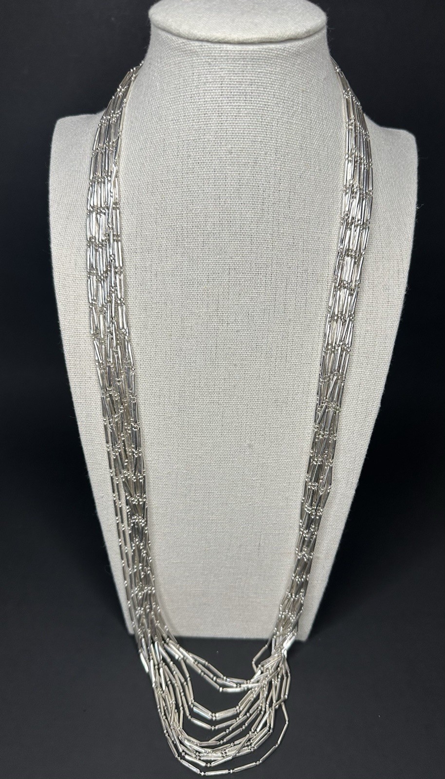 Vintage Coldwater Creek Liquid Silver Style Multi strand Layered Necklace 30”