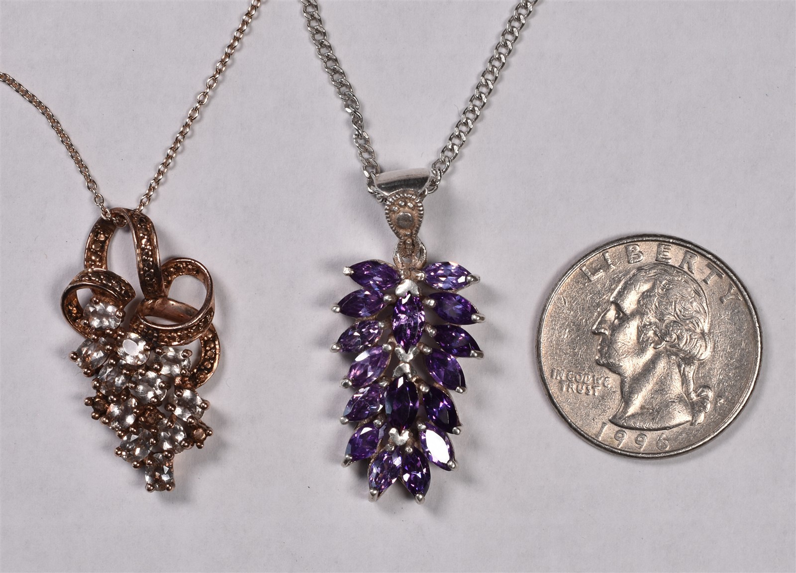 2 Sterling Grape Cluster Necklaces Pendants