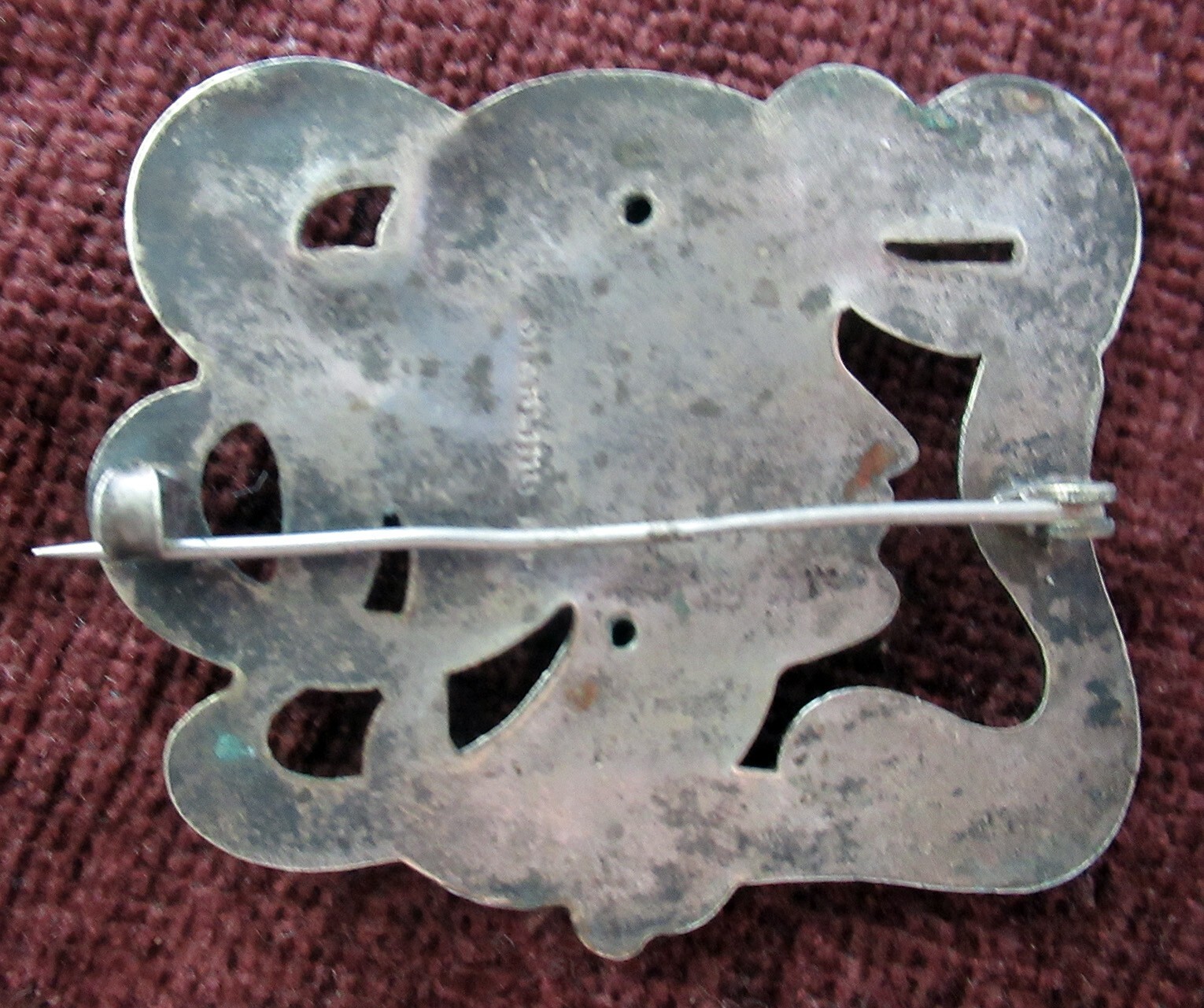 LARGE VINTAGE ART NOUVEAU STERLING TOP BROOCH, WILLIAM KERR DESIGN, 2 3/8 INCHES