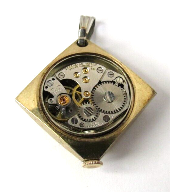 VINTAGE 1960’S WOMENS SWISS CARAVELLE 7’J NECKLACE PENDANT WATCH MANUAL WIND RUN
