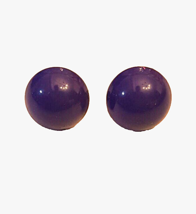 Violet Blue Metal Dome Pierced Earrings 1/2 inch Stud Posts