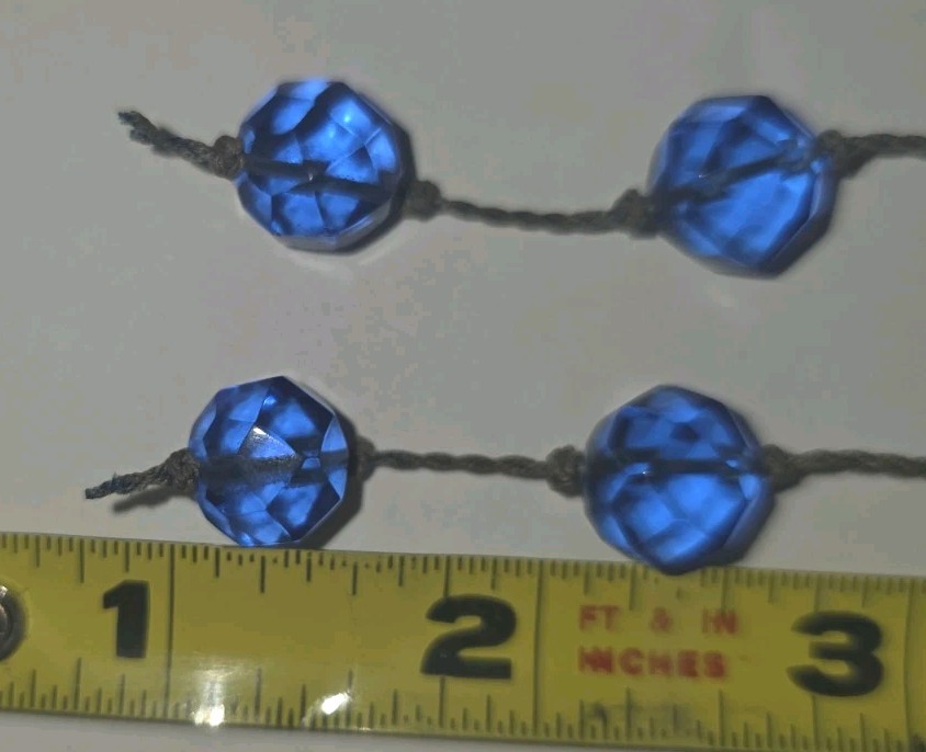 Vtg Blue Crystal Faceted Fire Polished Glass Hand Knotted Beads Czech 44 Inches