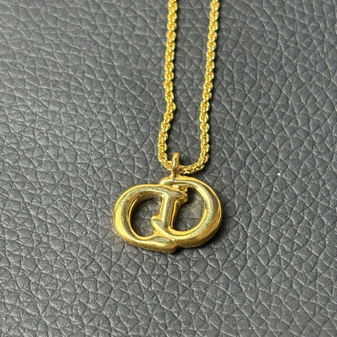 Christian Dior CD Logo Gold Necklace 45cm Vintage