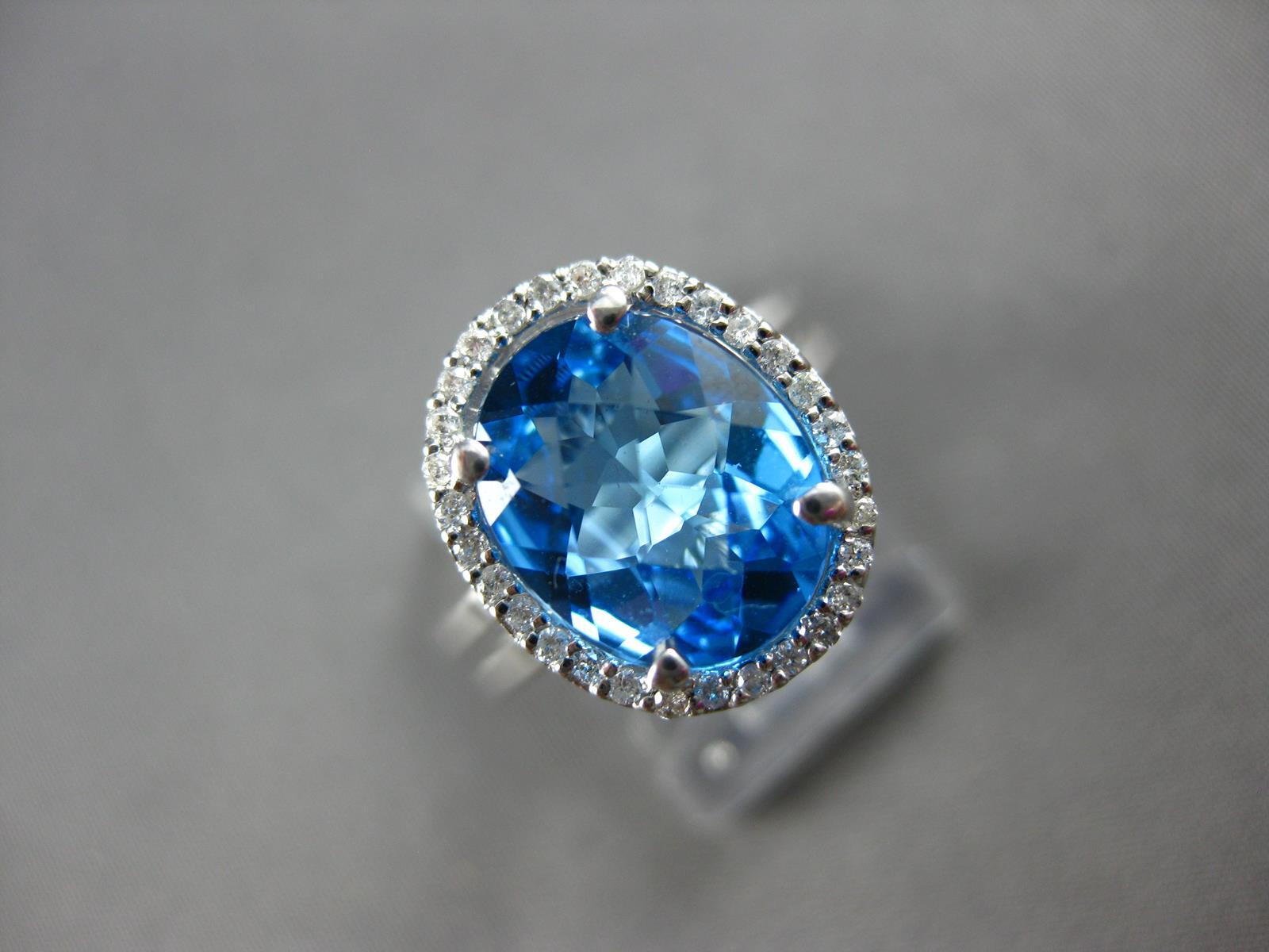 3.58CT DIAMOND & AAA BLUE TOPAZ 14KT WHITE GOLD 3D OVAL & ROUND ENGAGEMENT RING
