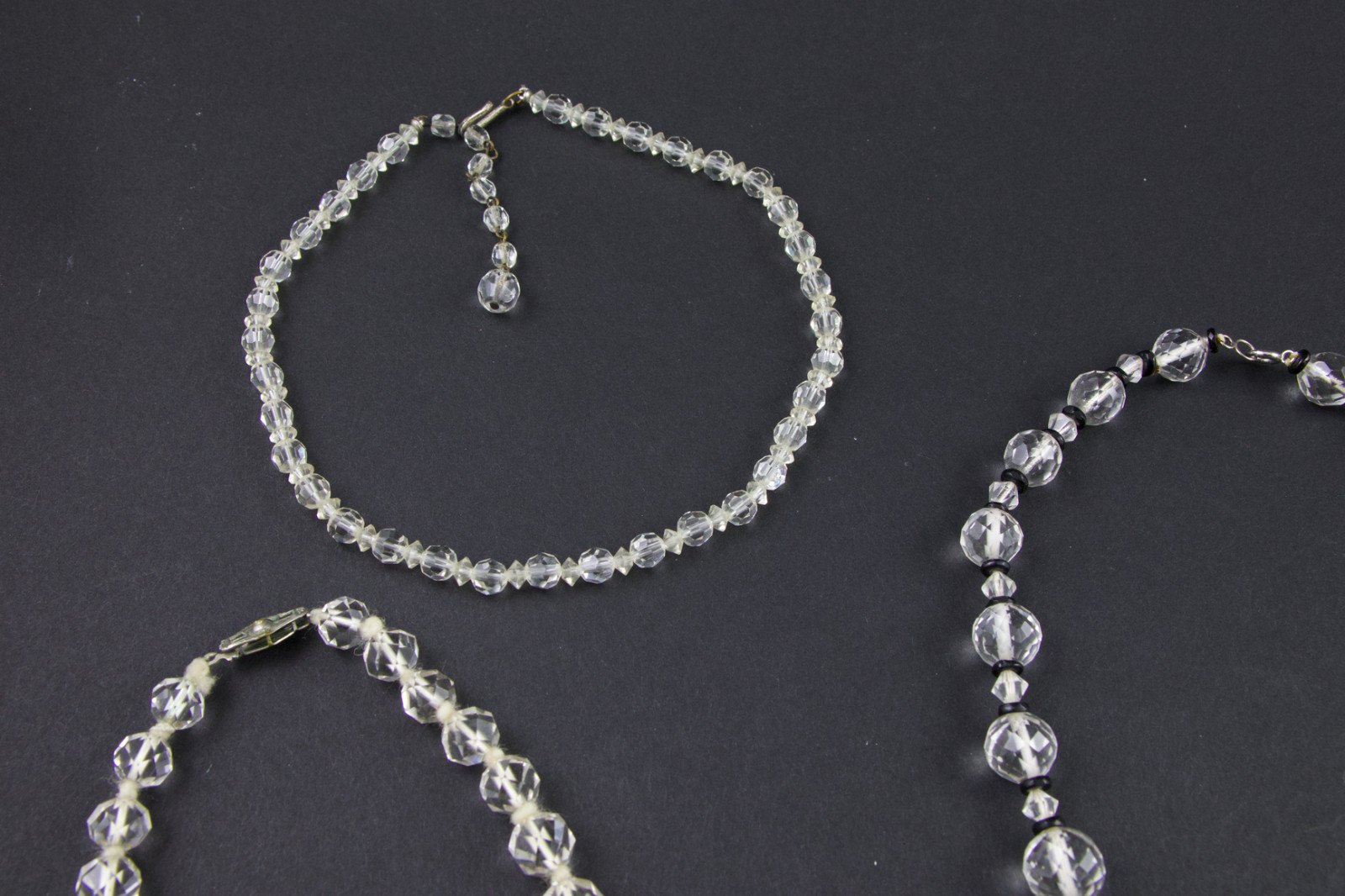 10 Vintage Wearable Faceted Rock Crystal & AB Jewelry Mix Lot Necklace Bracelet