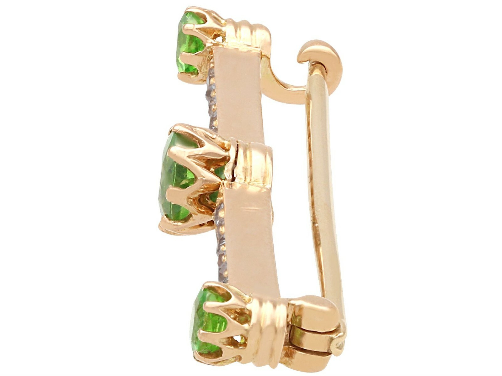 1.01ct Demantoid Garnet and 0.35ct Diamond 14ct Rose Gold Bar Brooch – Antique