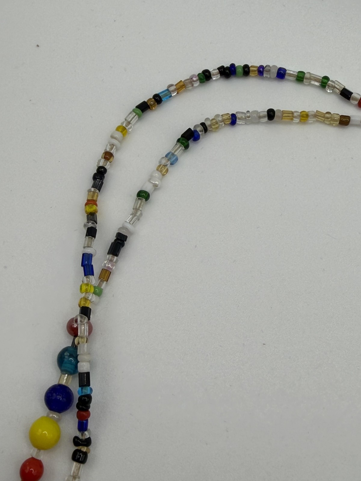 MULTICOLOR GLASS BEADED STATEMENT NECKLACE LONG STRAND WOMENS BOHO JEWELRY