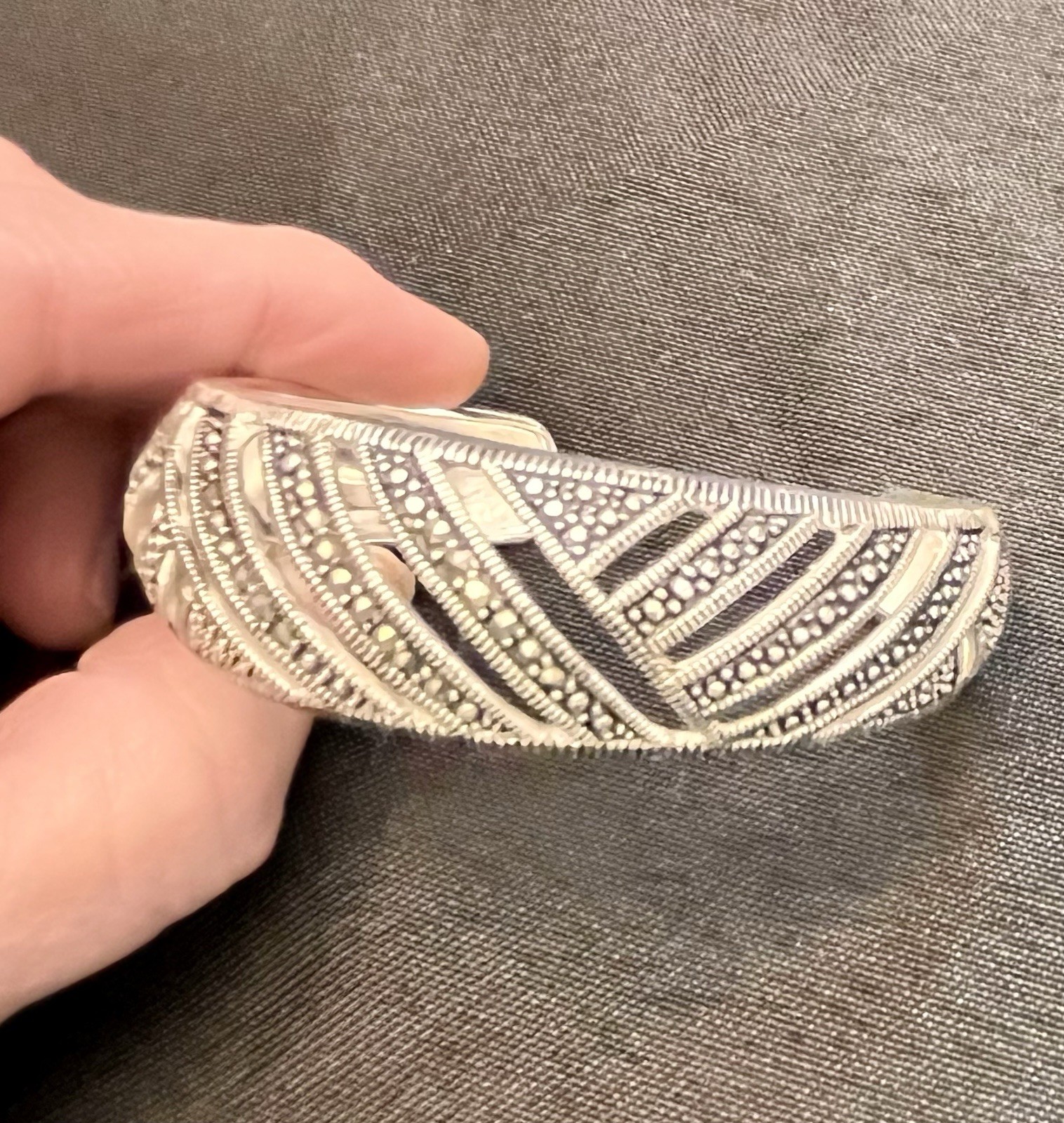 Marsala Marcasite Bracelet Silver Color Art Deco Geometric New In Box Cuff