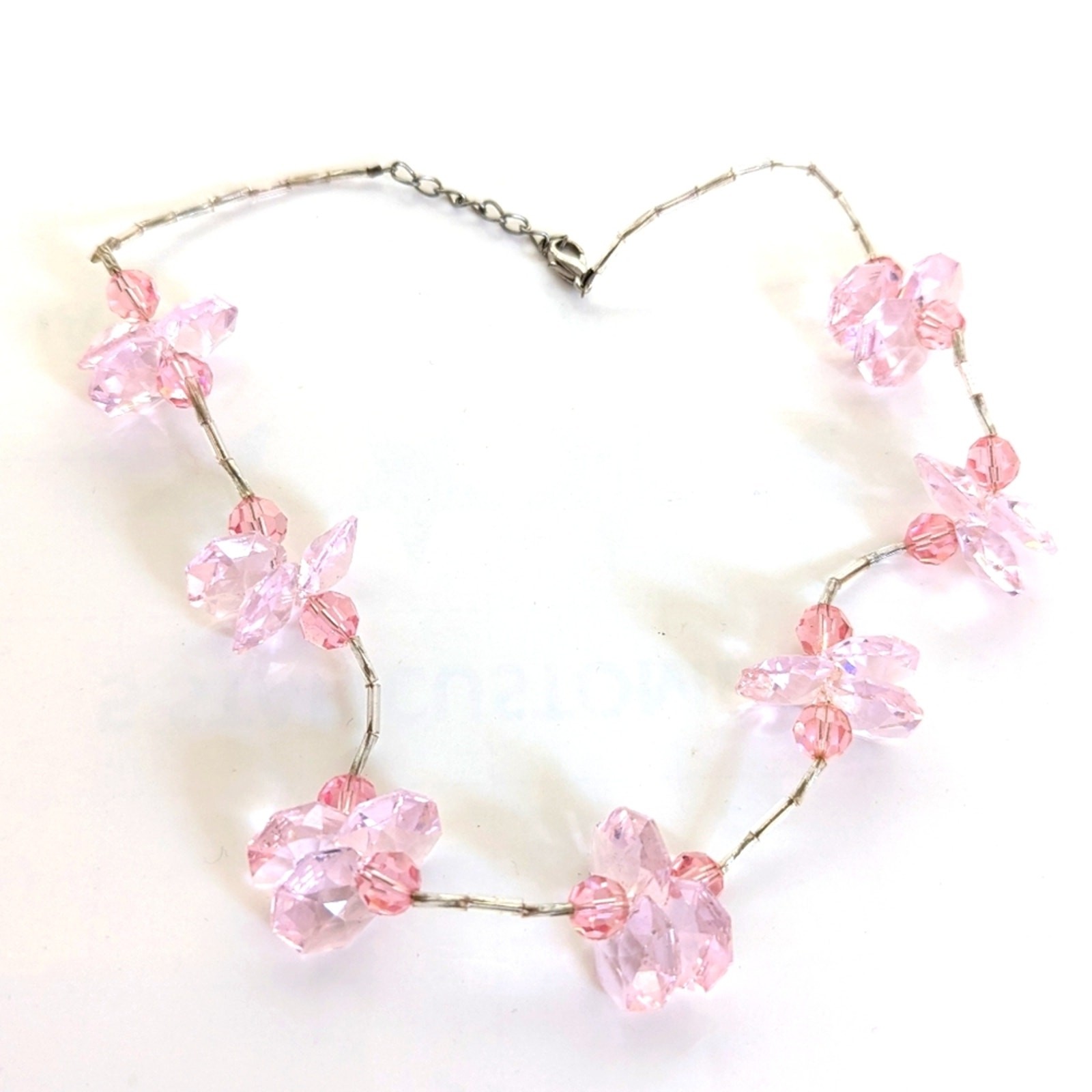 Vintage Y2K Stunning Glass Crystal Beaded Floral Wedding Guest Choker Necklace