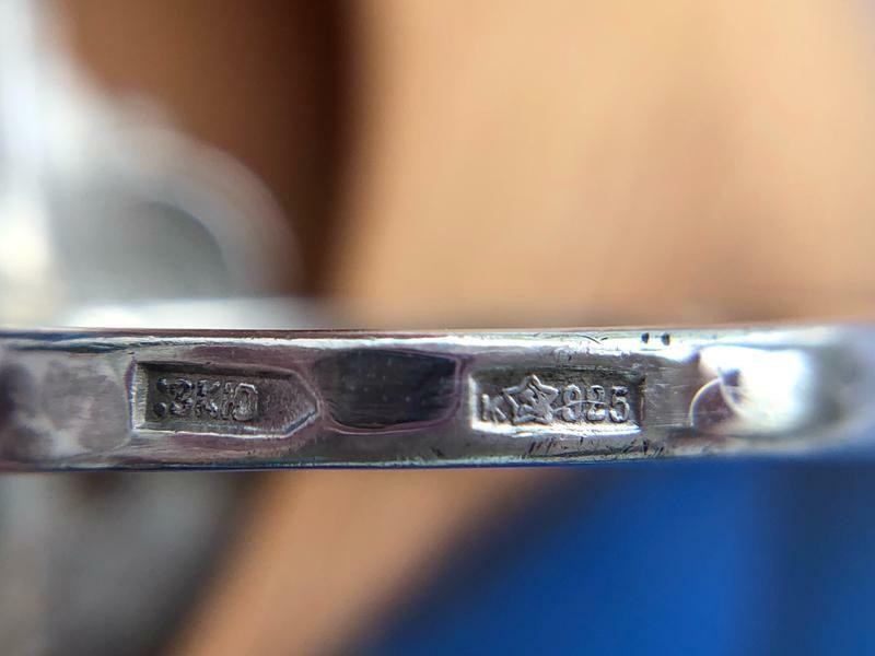 Blue Enamel Estate Sterling Silver 925 Vintage Soviet Jewelry Ring USSR Size 7