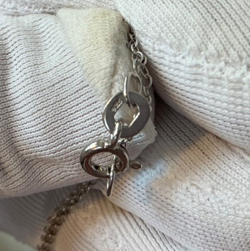 GORGEOUS Edwardian Sterling Silver Blue Crystal Pendant Drop Necklace 16″ Long