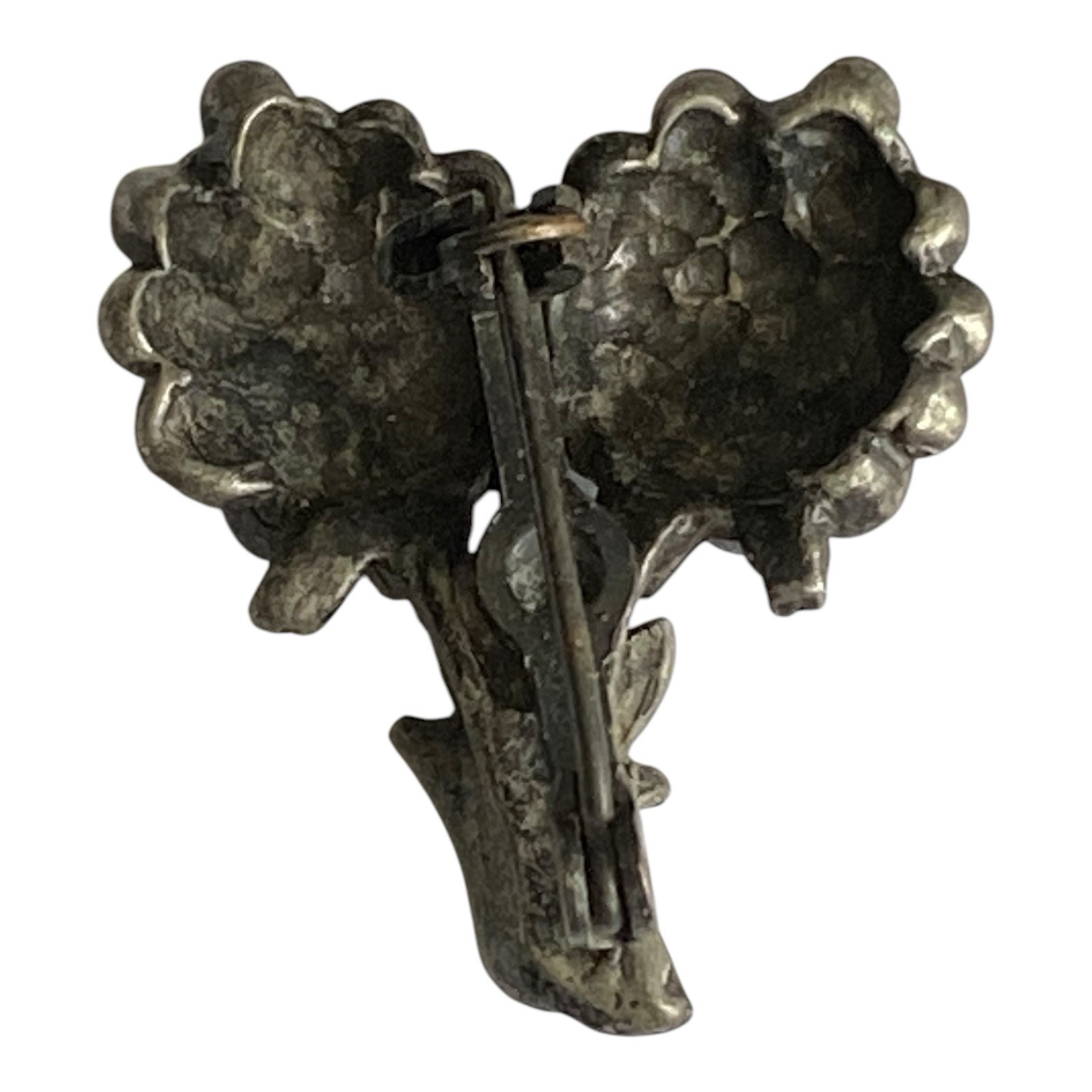 Vintage Bunch Of Grapes Brooch Lapel Pin Cluster Fruit Silver Tone Rhinestone