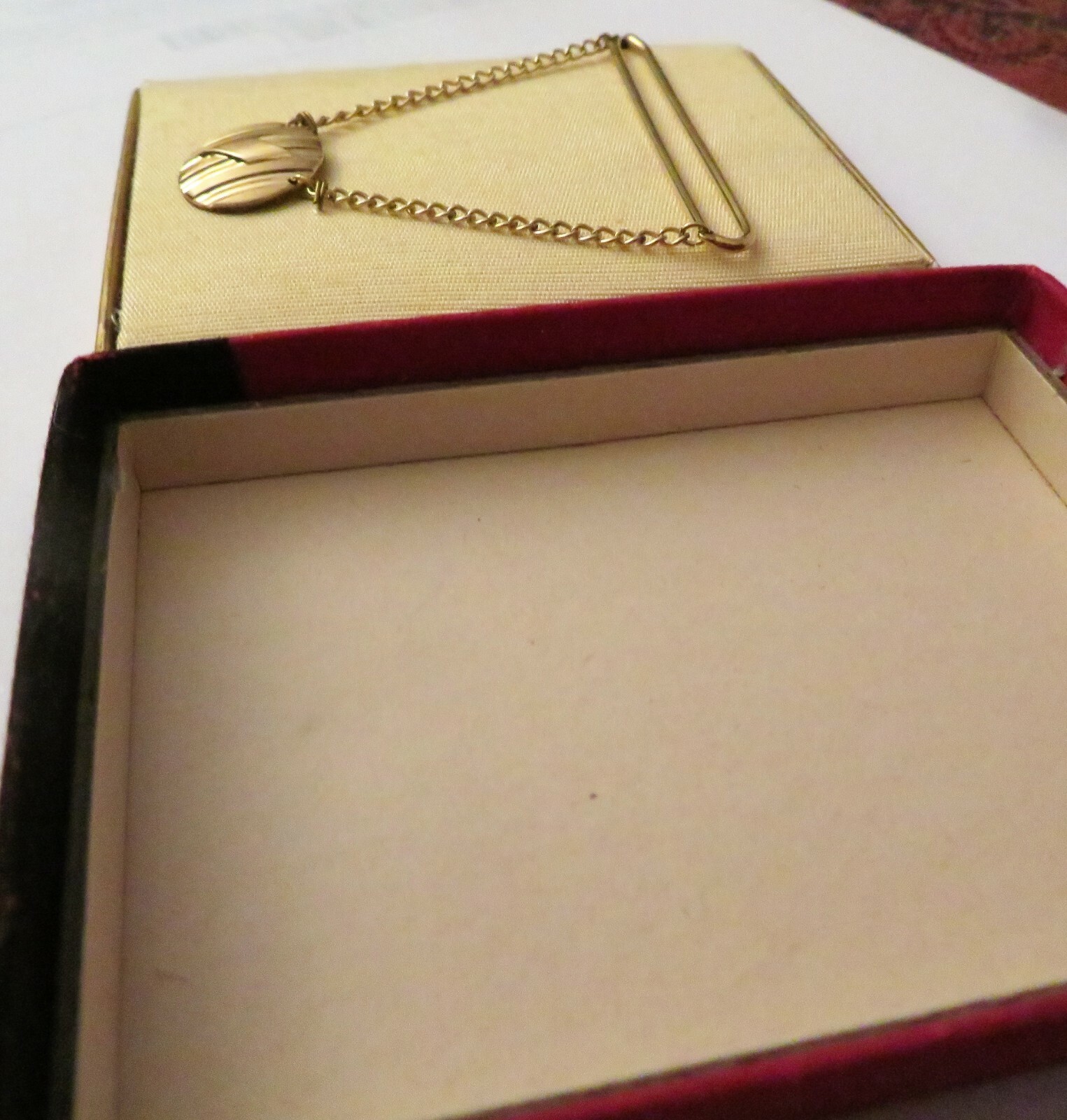 NOS Antique Art Deco HADLEY Yellow Gold GT Tie Clasp Bar w Box #c920