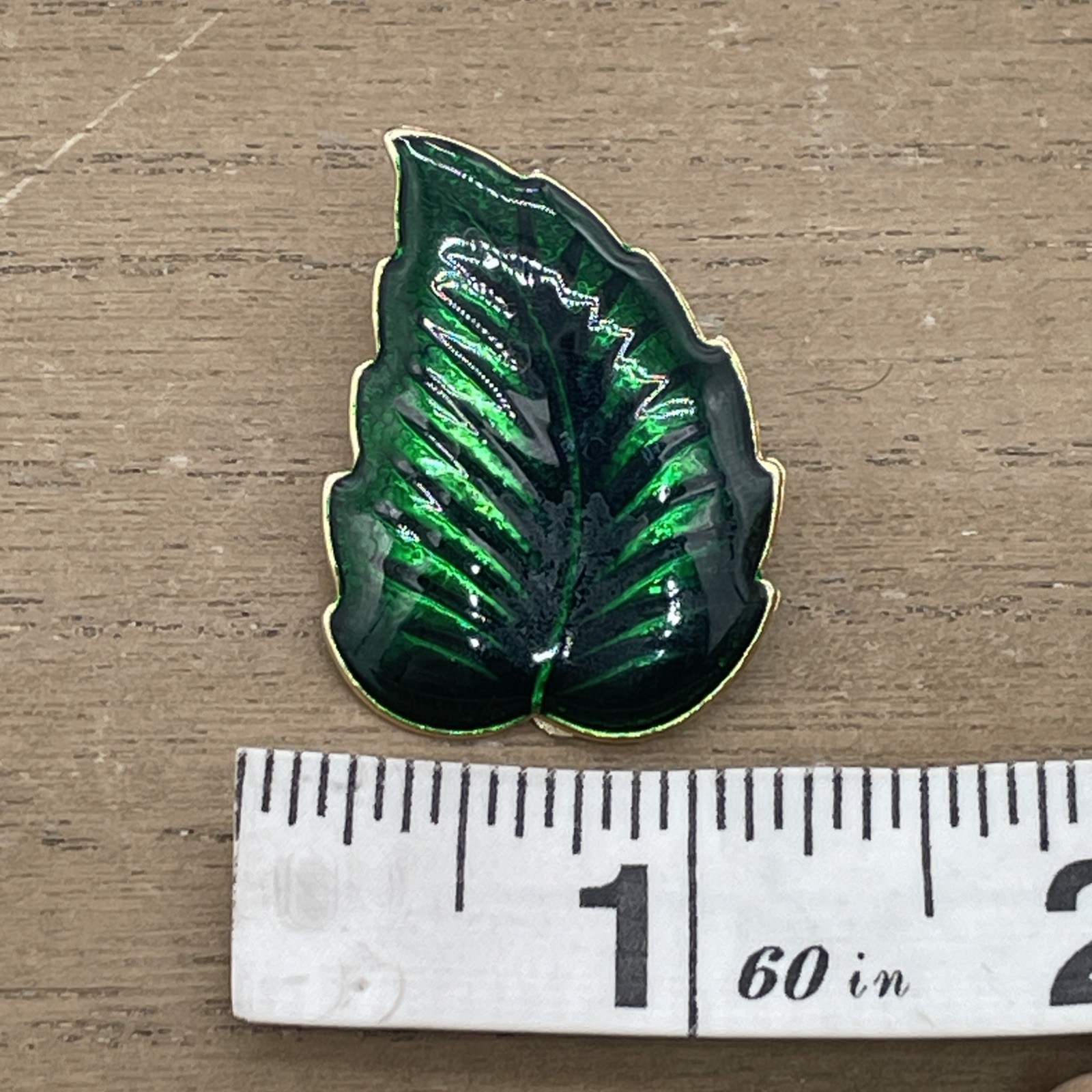 Vintage Dark Green Leaf Shaped Earrings With Clip-On Closure & Gold Colored Back