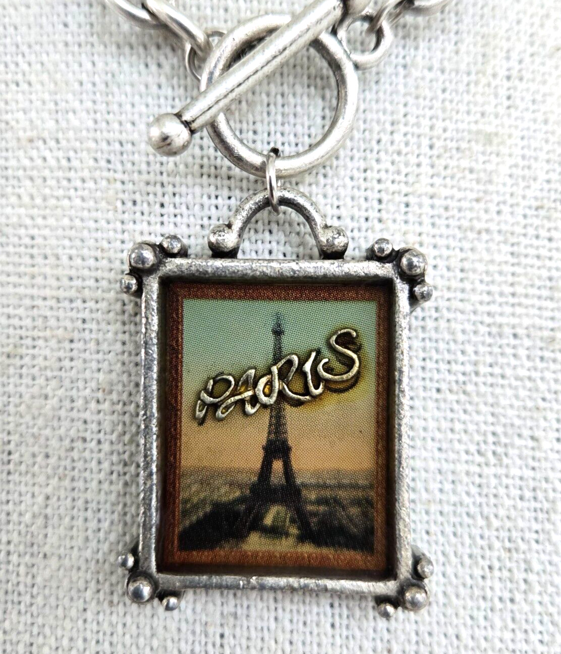 Vintage Victorian Collection Paris Pendant Silver Tone Chain Necklace 16″