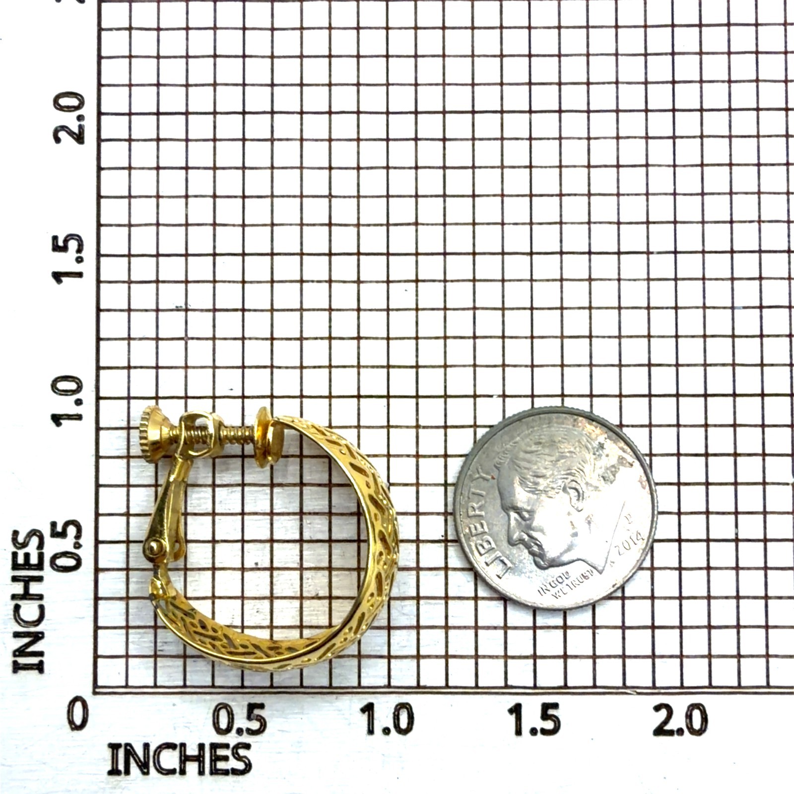 Vintage Napier Gold Plated Filigree Hoop Adjustable Clip On Earrings