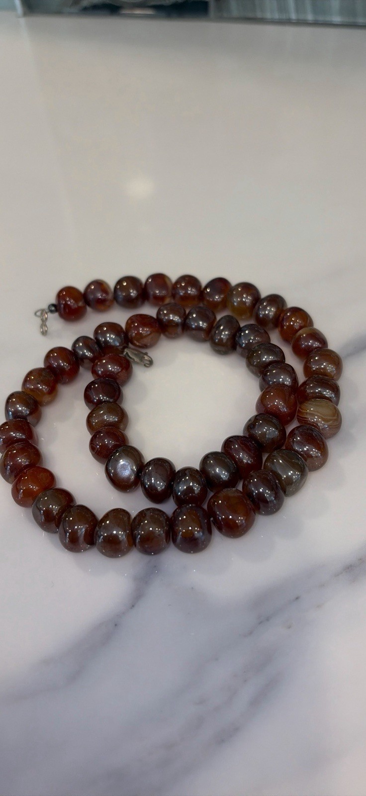 Gorgeous vintage agate necklace Rich Dark Colors OOAK Different Round Shaped