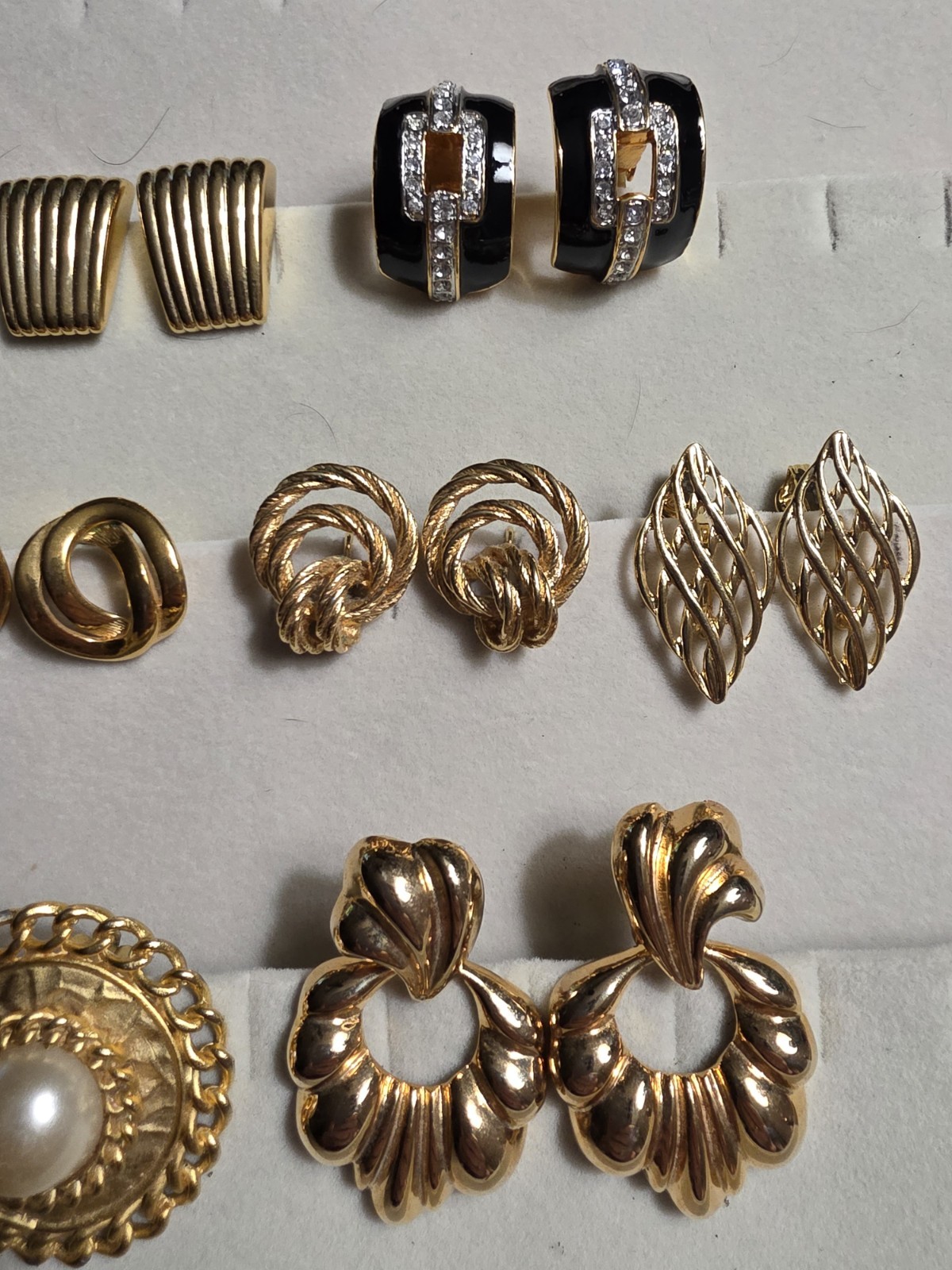 Vintage Monet Trifari Napier Lisner Clip Goldtone Earring Lot