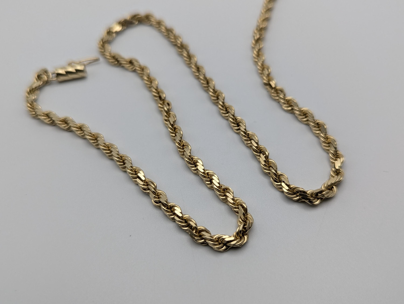Heavy 14k Solid Gold 21gr 3.8mm Flat Specialty Rope Chain 18″ Necklace