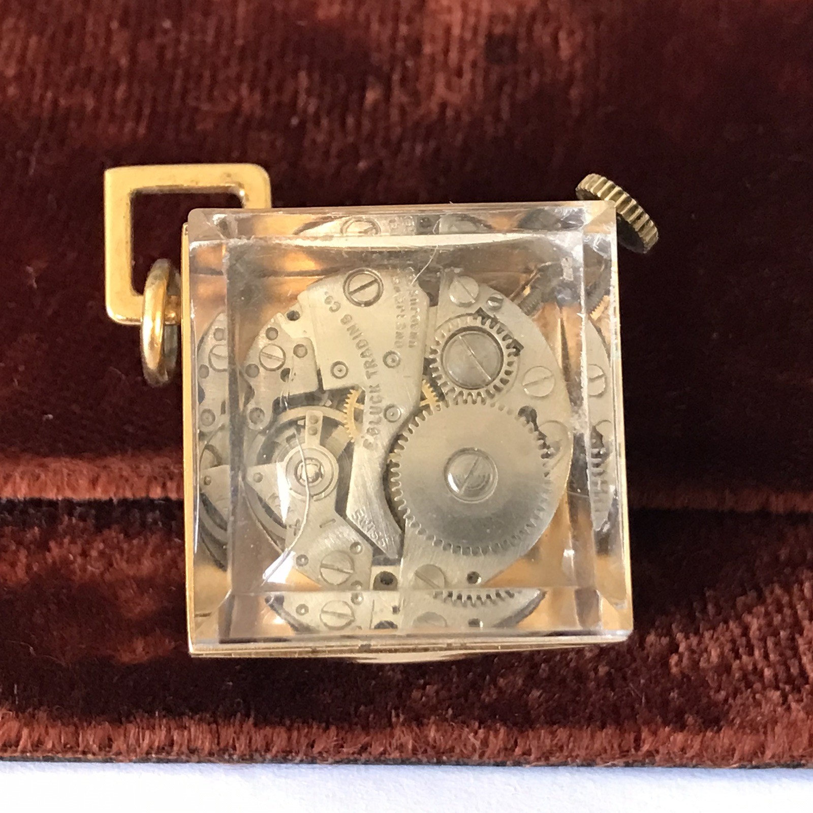 Lucerno Manual 22mm 1 Jewel Crystal Cube Pendant Watch RUNS