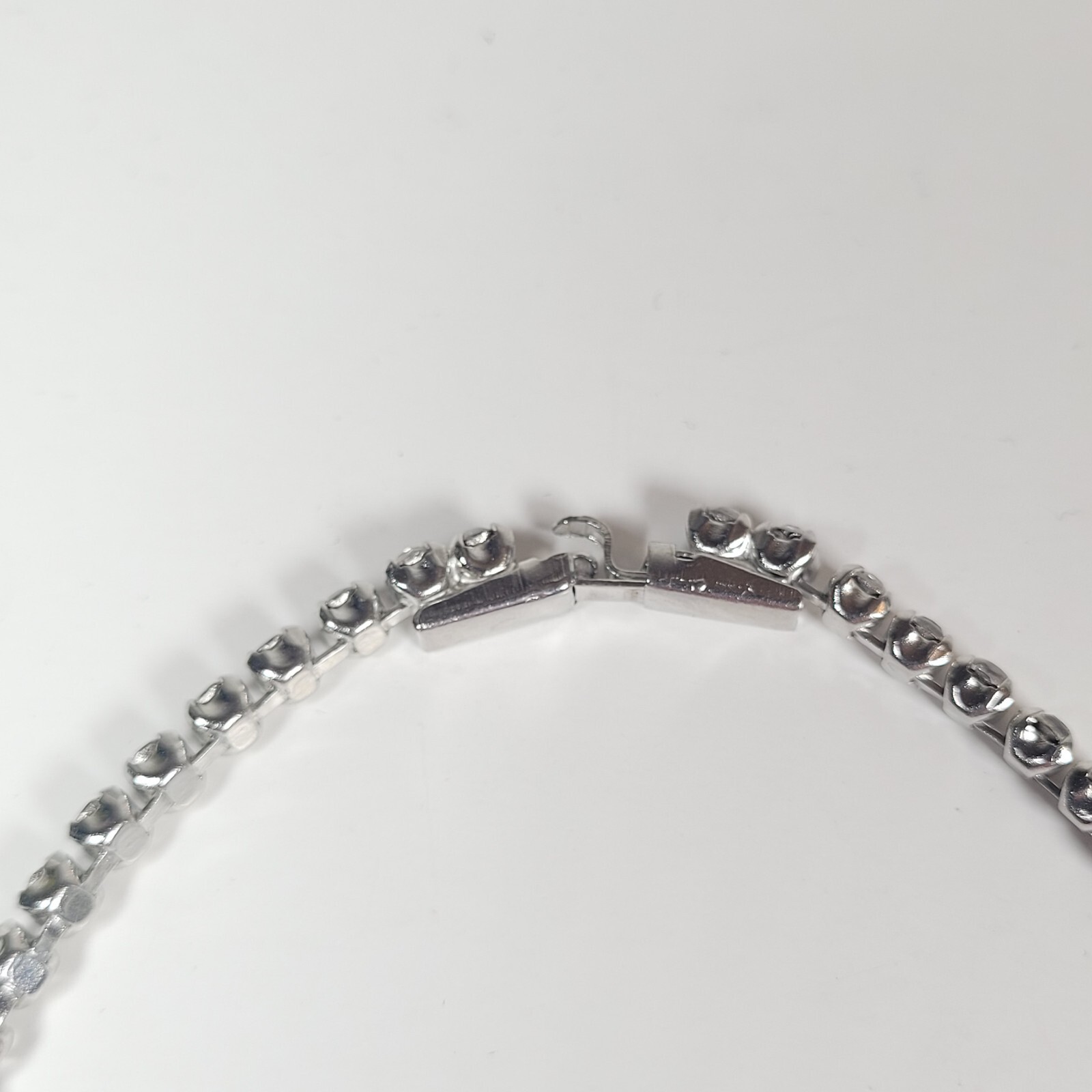 Choker Necklace Lot of 2 Silver Tone with White or Clear Rhinestones Vintage