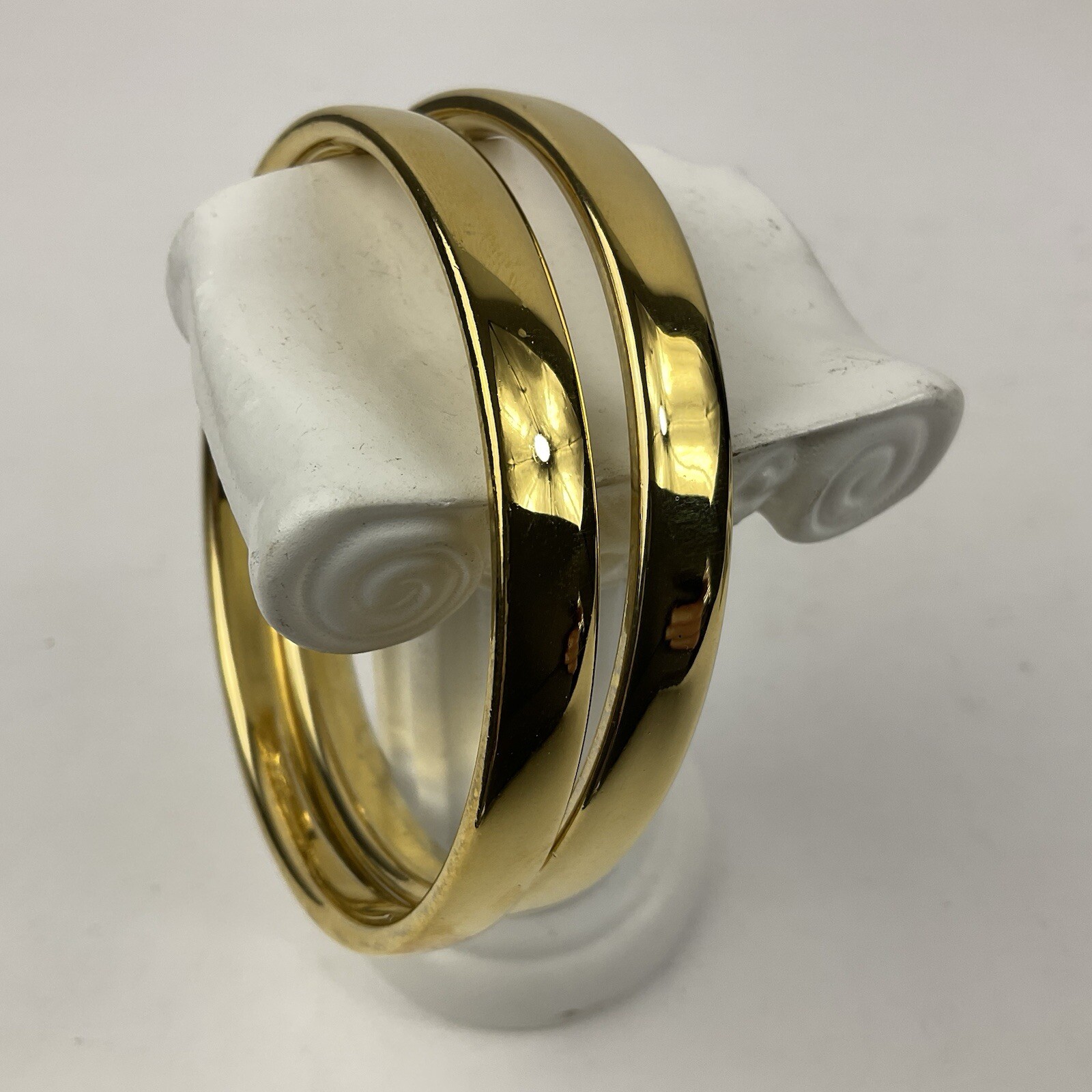 Vtg 80’s Old Stock New in Box Tacoa Gold Bangles 2 Pair 8mm Shiny Finish Size 8