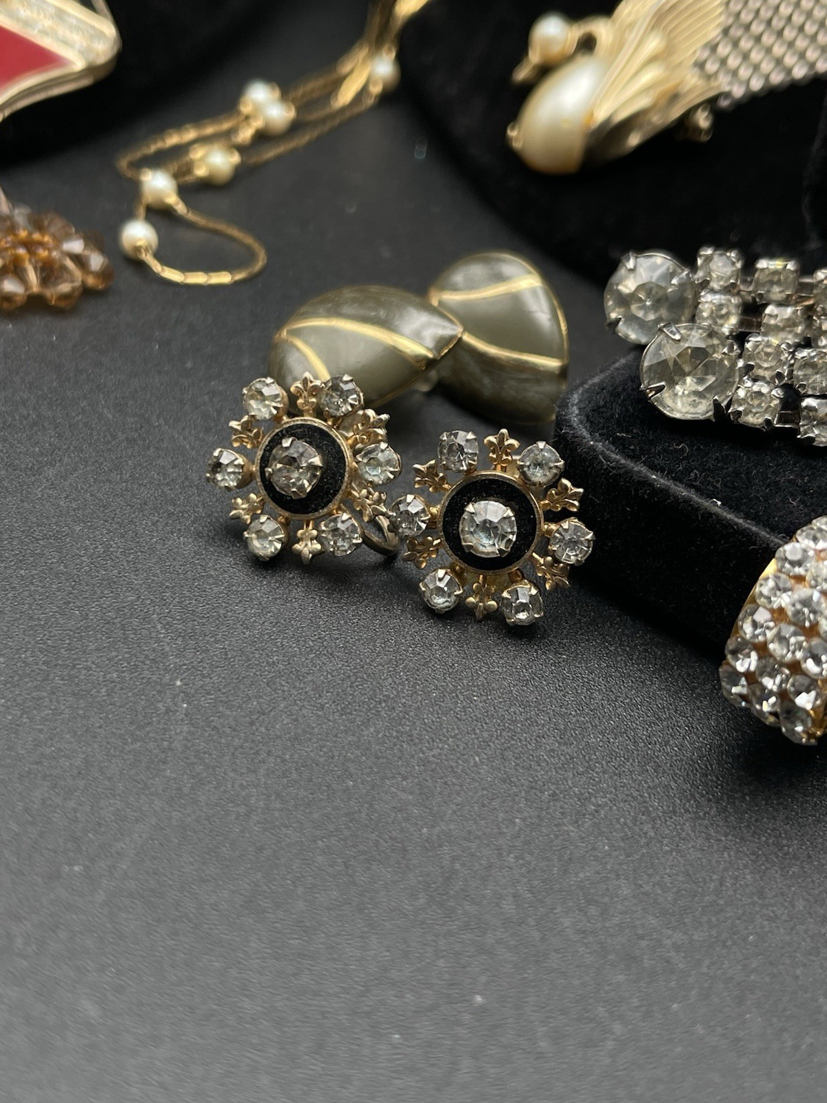 🔥 VTG Statement Jewelry Lot Rhinestones Bracelet Necklace Brooch Earrings