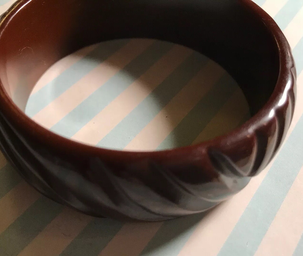 Vintage Bakelite Redish Brown Deep Carved Bracelet