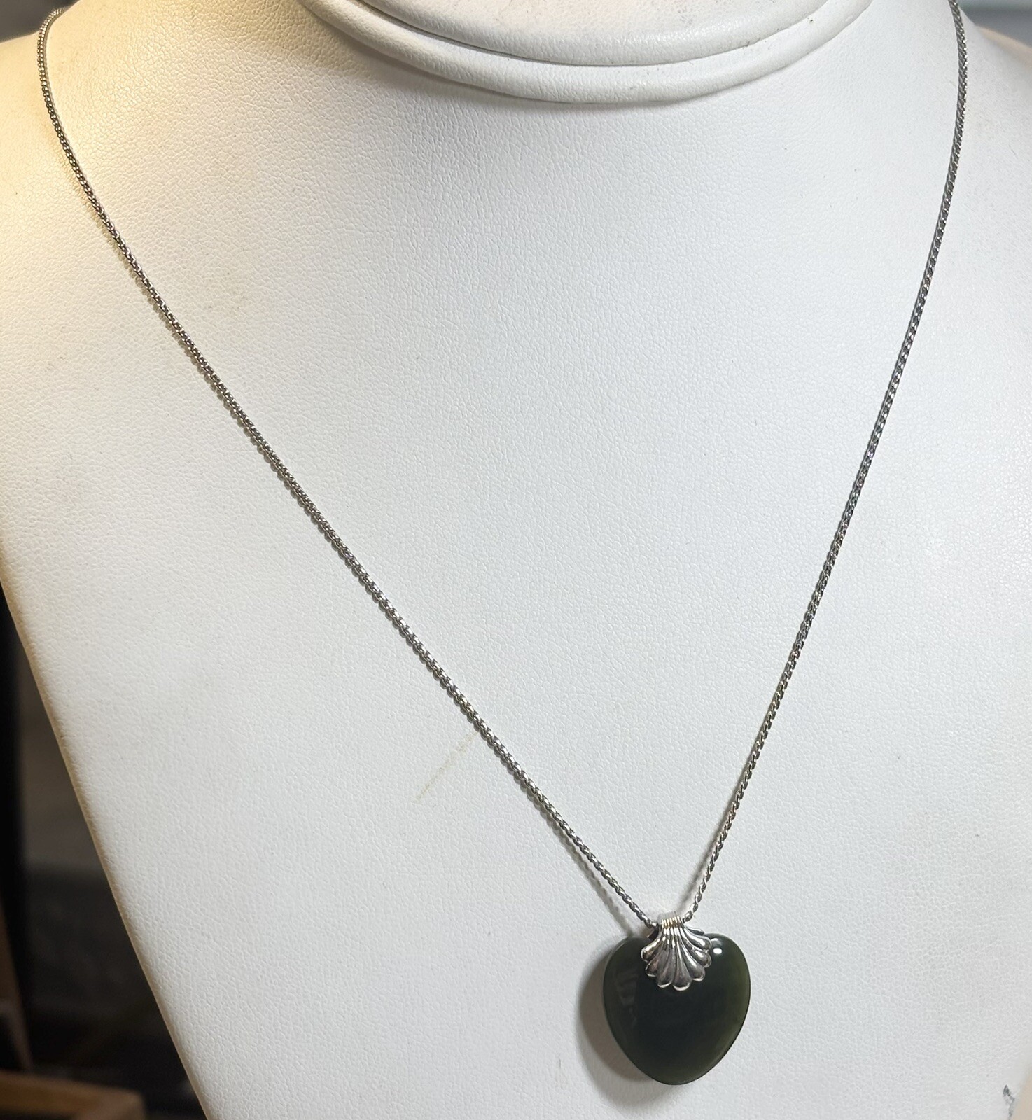 Vintage Avon Sterling Silver Heart Necklace 18” 3/4” Pendant