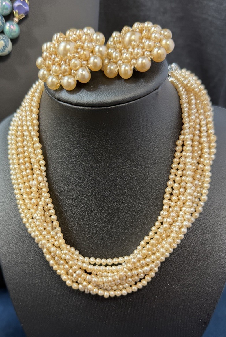 Vintage MCM All Japan Beaded Jewelry Lot Necklaces Earrings 19 PCS Multi Strand
