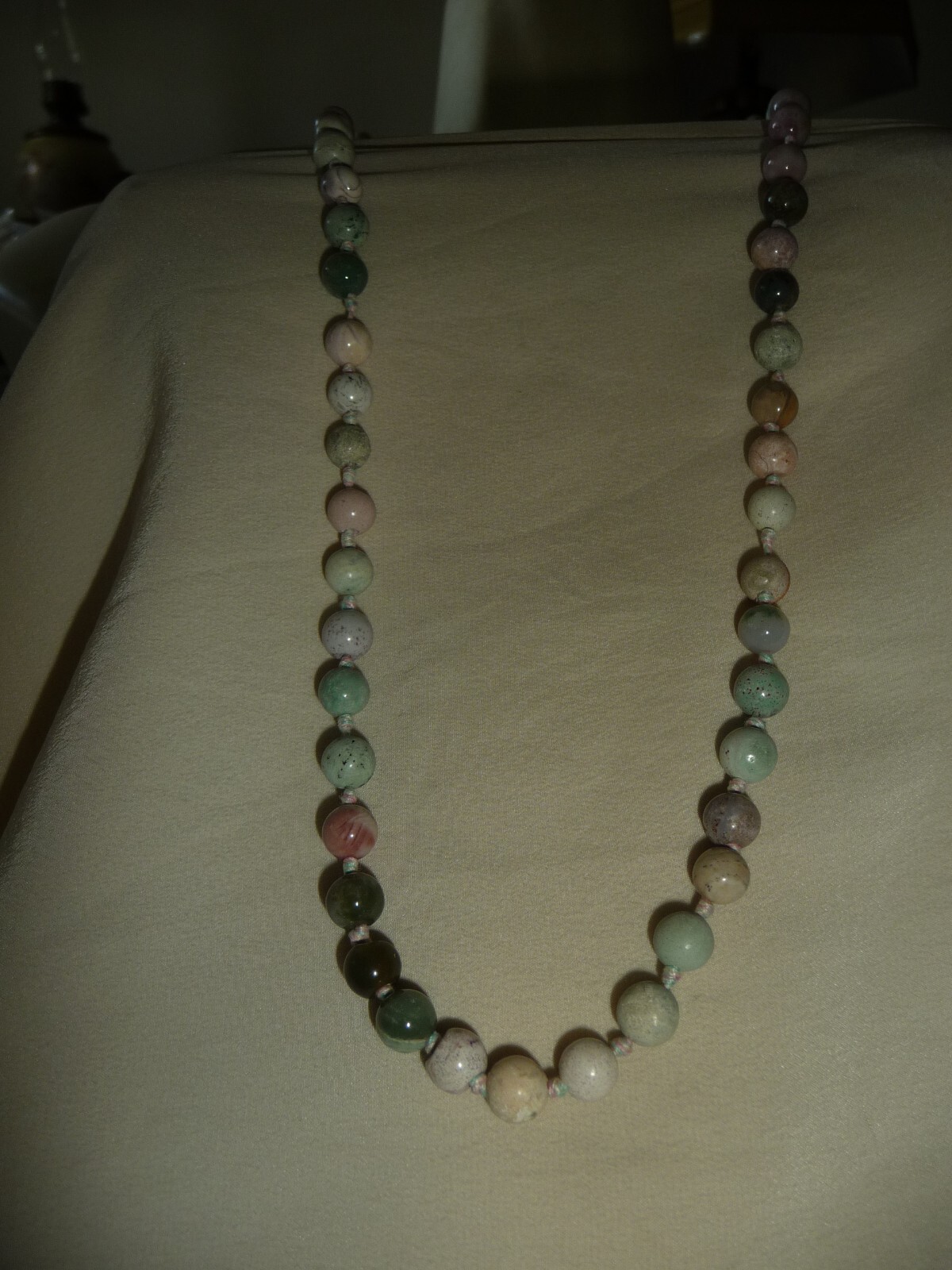 19″ Long HAND KNOTTED MULTI COLORED GRAYS + NO CLASP NECKLACE #18/24A