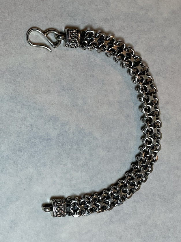 Vintage 44g Sterling Silver BA SUARTI BALI Flower Link 7.75” Snake Bracelet 925