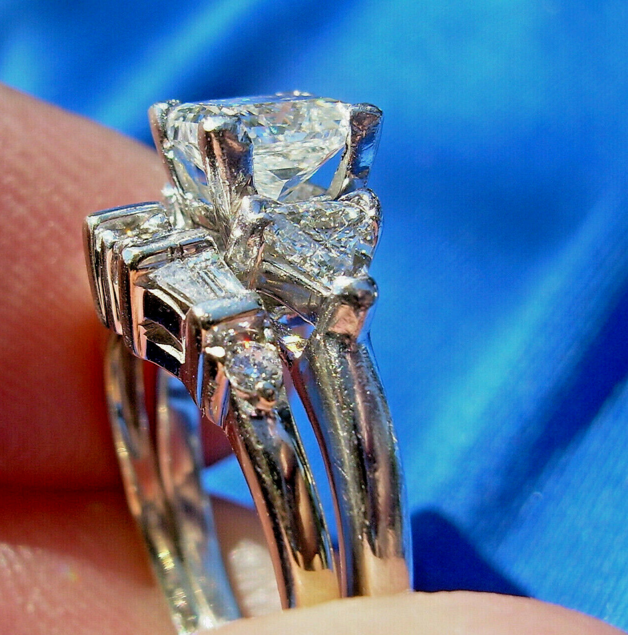 Original EARTH MINED DIAMOND Wedding Band Stack Design 14K WHITE GOLD Ring Guard