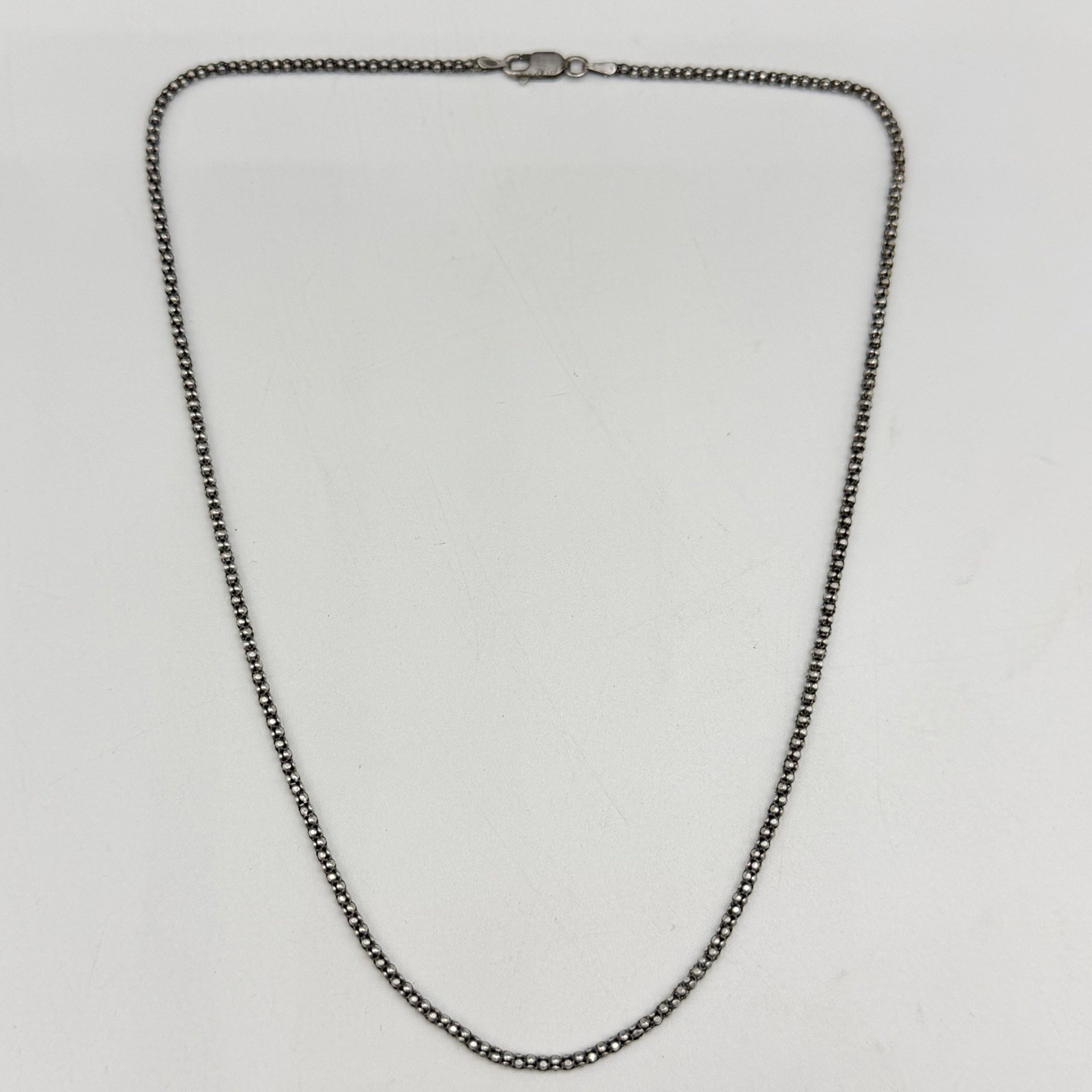 Vintage Italy 925 Sterling Silver 2.33mm Popcorn Chain 18″ Necklace 4.3g Lobster
