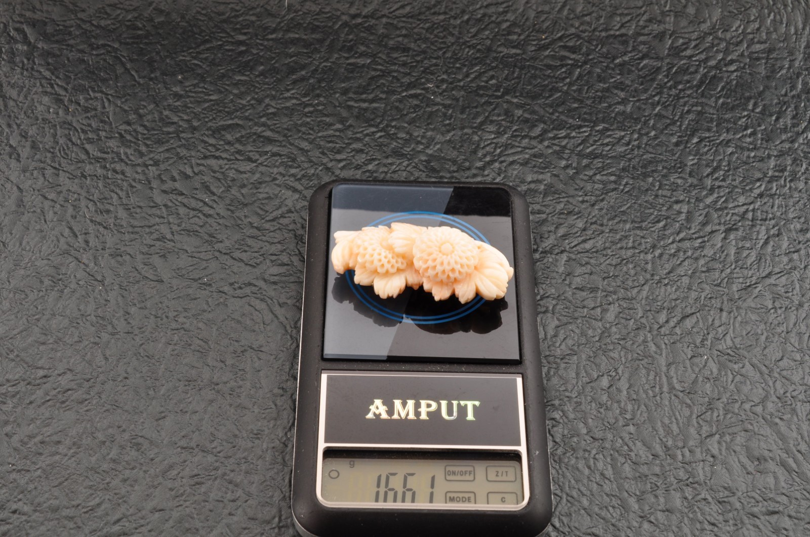 Vintage angel skin coral carved, “Chrysanthemum” and Certificate (total 83.0ct).