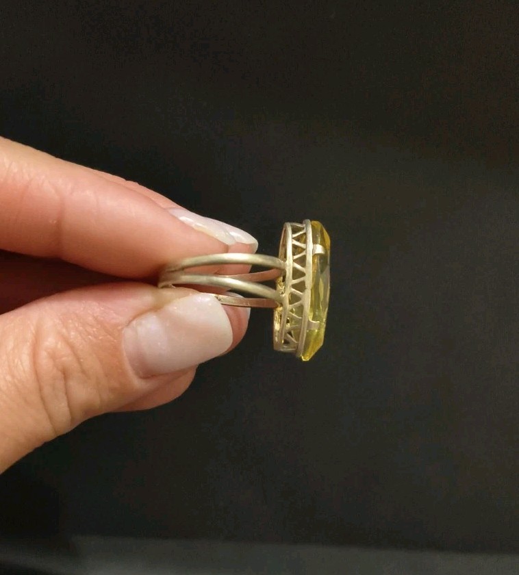 Vintage Gilt Silver Engagement Ring 875 soviet Women’s Jewelry