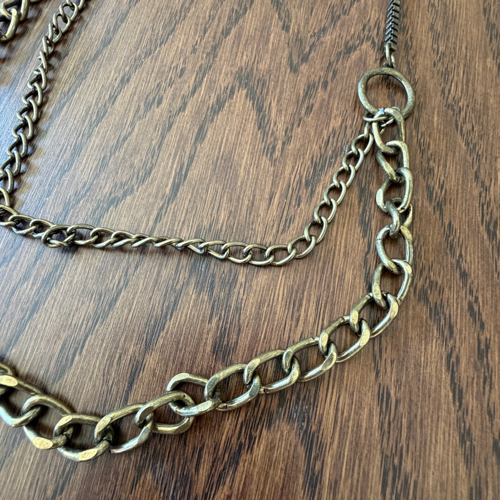 Vintage, Antique Brass-Tone Multi-Chain Necklace, 34”(L)