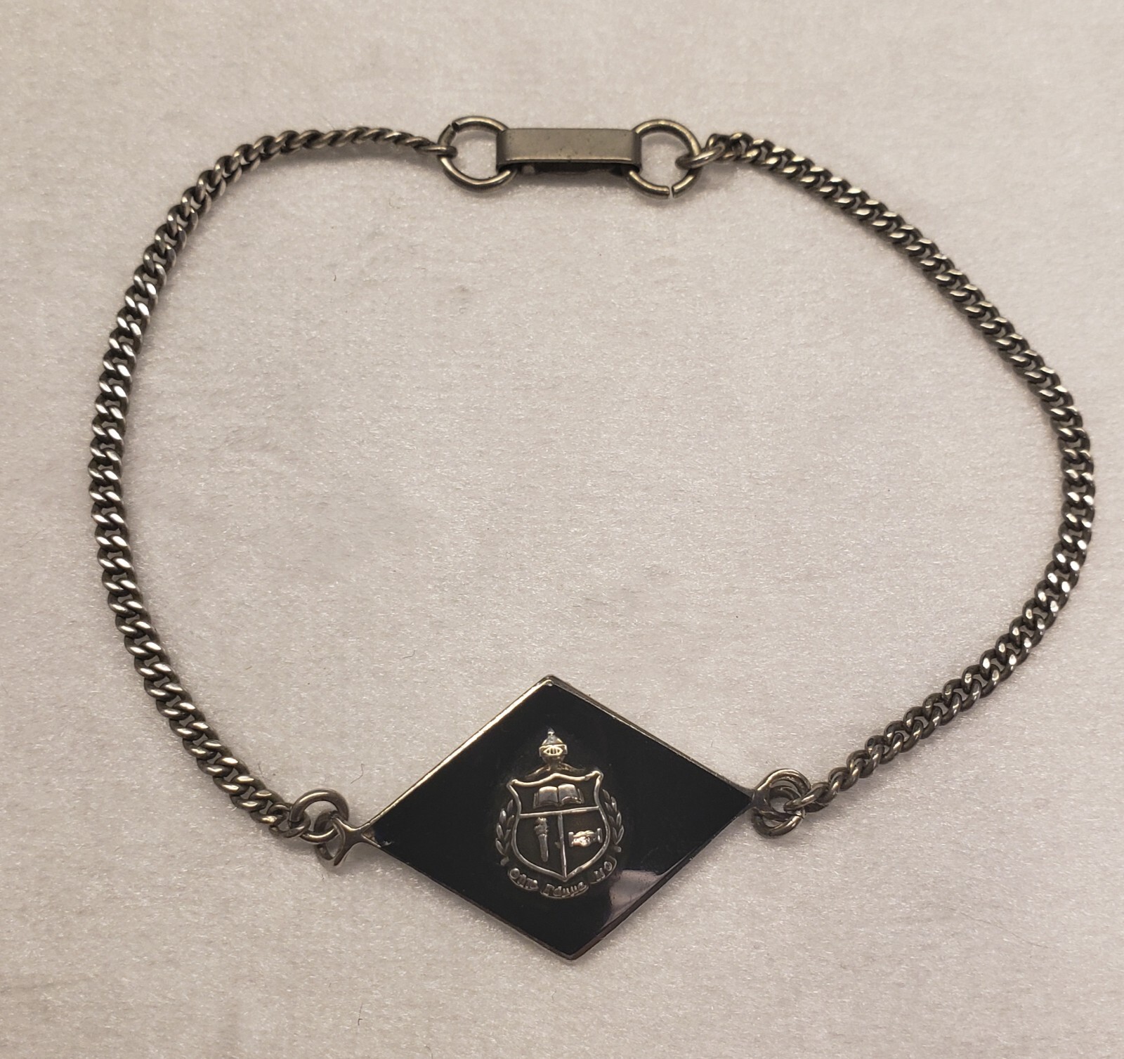 ESTATE FIND Vintage Sterling Silver Black Enamel Sorority (?) Bracelet
