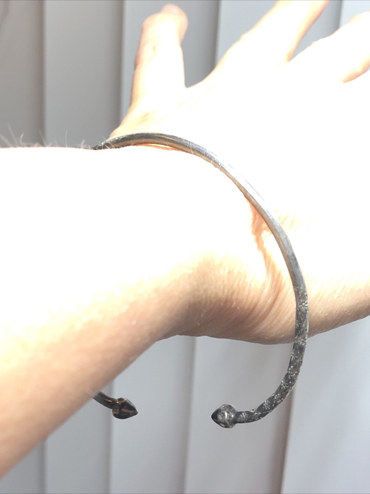 23.AC 925 Sterling JAmaica WI TRINIDAD Cocoa Pods Pointy Bulb Ends Cuff Bracelet