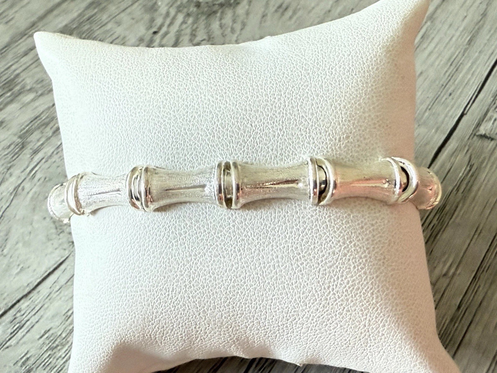 Vintage Signed Sterling Silver 925 Italy Bamboo Link Chunky Chain Bracelet 11g
