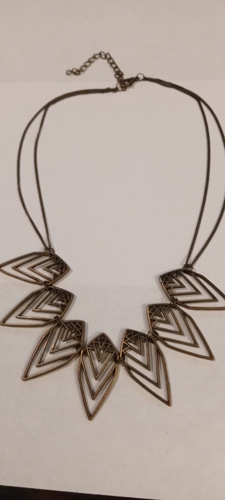 Vinegar Brass Tone Art Deco Influence Earrings & Necklace Set
