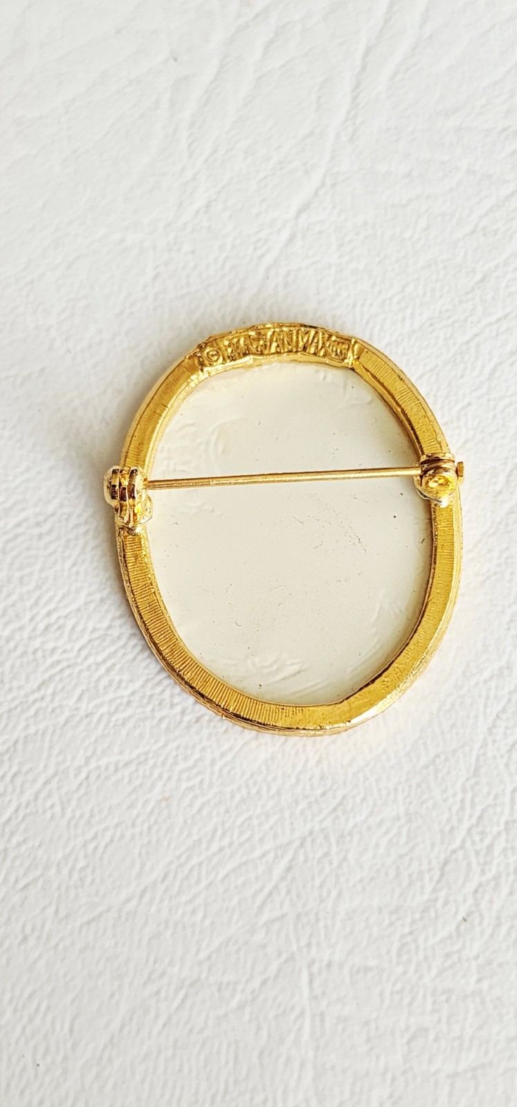 Vintage Signed Jan Max Cameo Brooch Colorful Art Noveau Style 1971