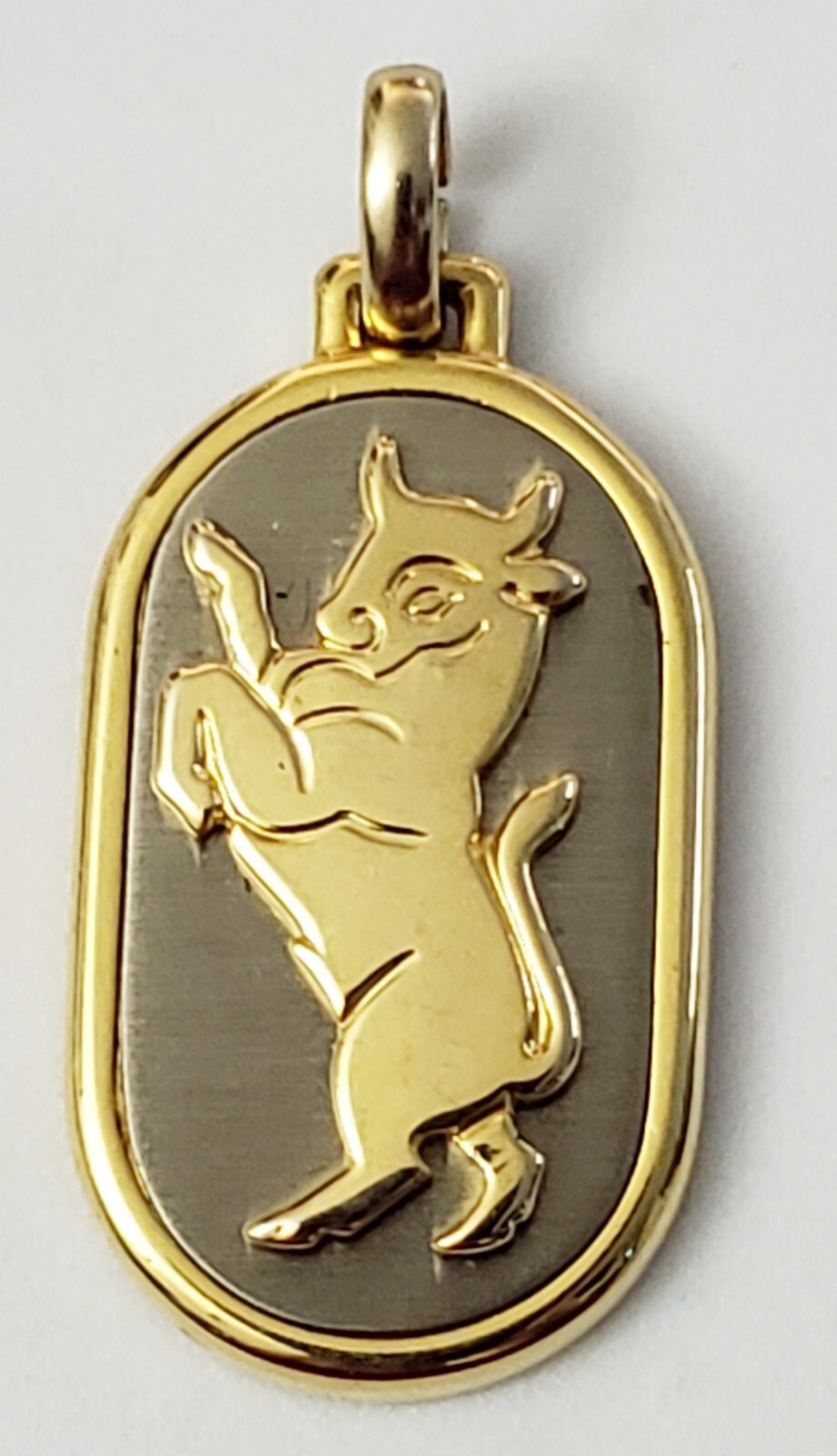 Vintage Taurus May Horoscope Astrology Sign Goldtone Gold Tone Pendant Charm