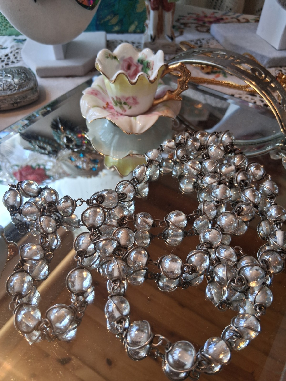 VIntage Pools of Light Necklace 22 Inches, Wire Wrapped GORGEOUS