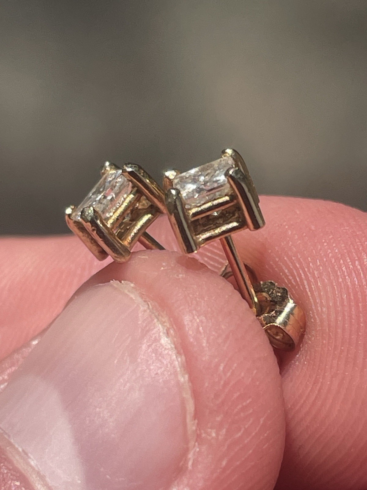Vintage Estate Diamond Earrings 14K Solid Yellow Gold Clean Set!