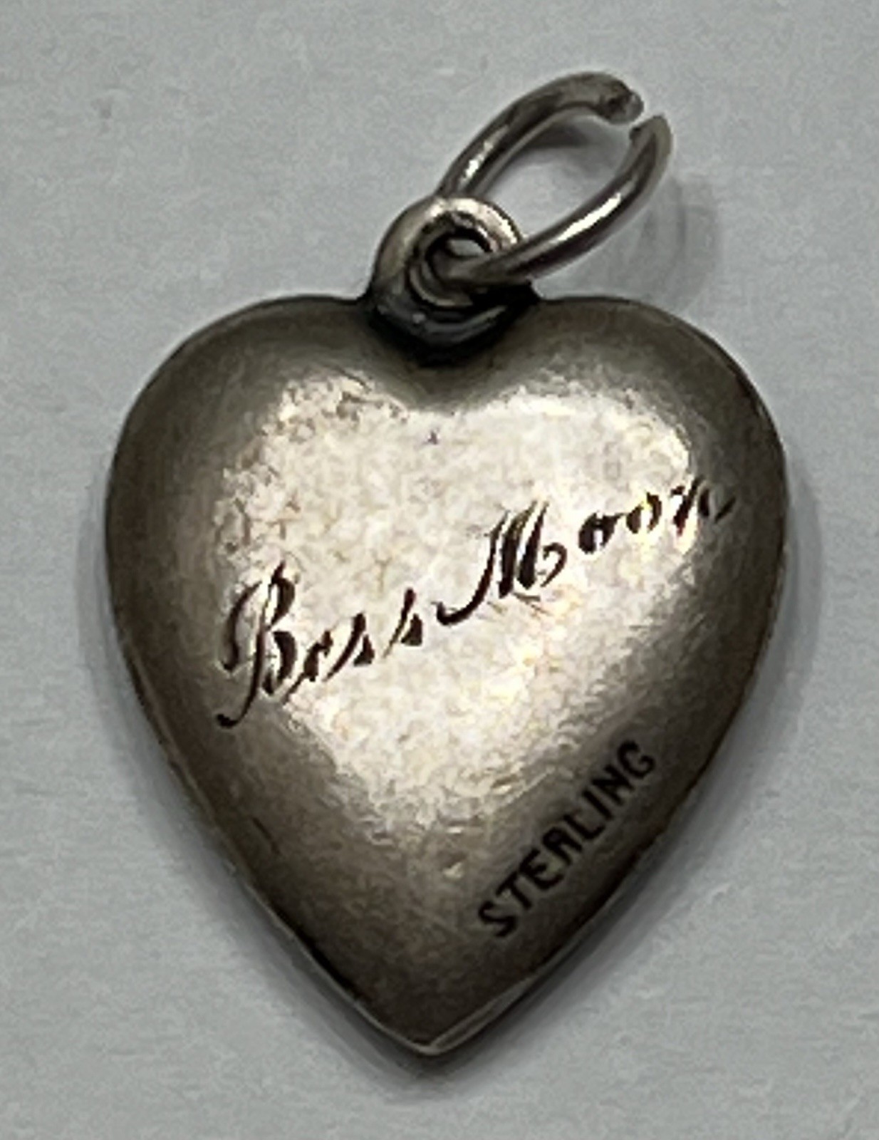 Sterling Silver Heart Charm Pendant Bird Parrot Vintage Antique Puffy 925 US