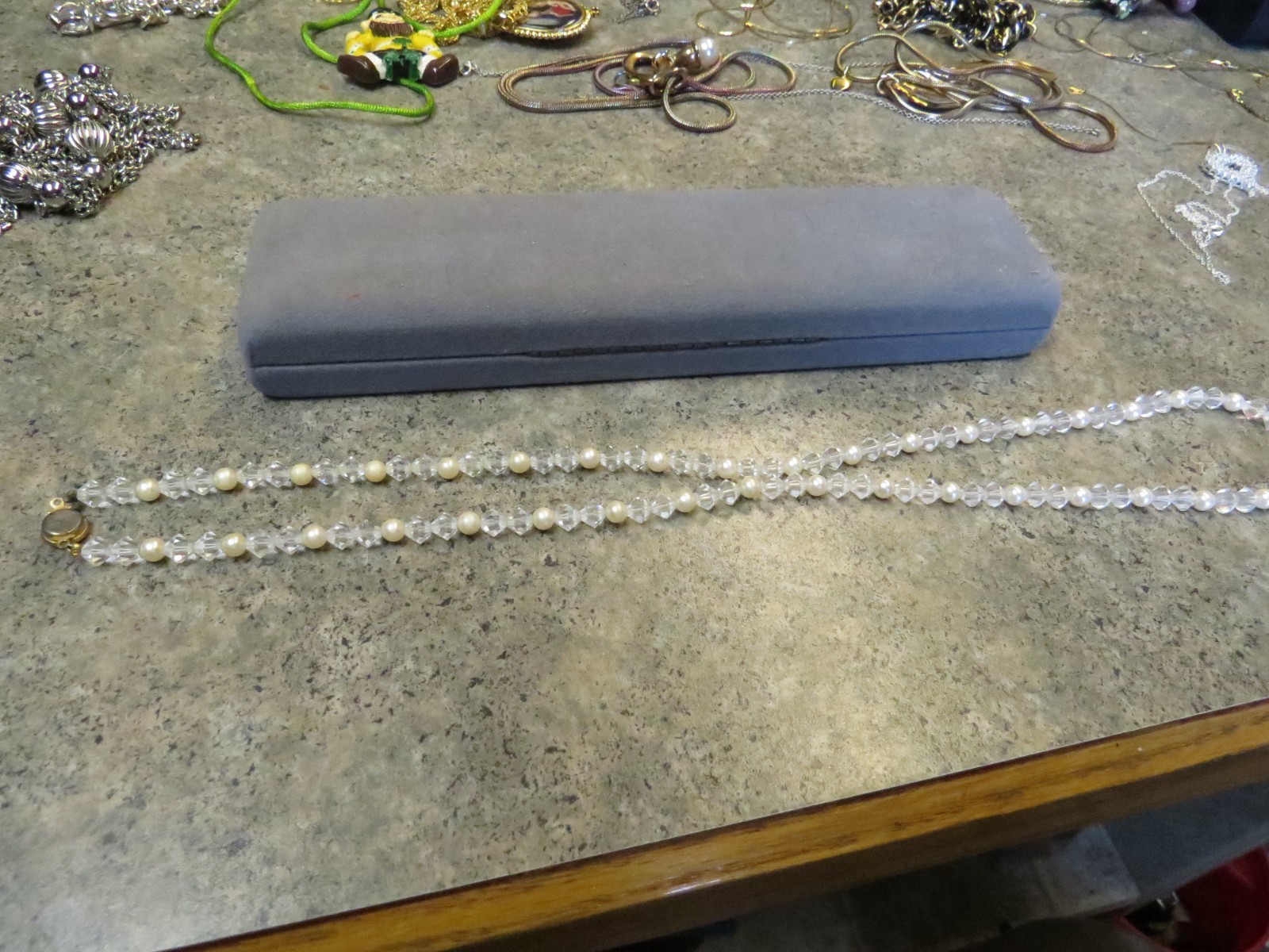 Vintage Austrian Crystal Necklace Clear 24″ Long USA