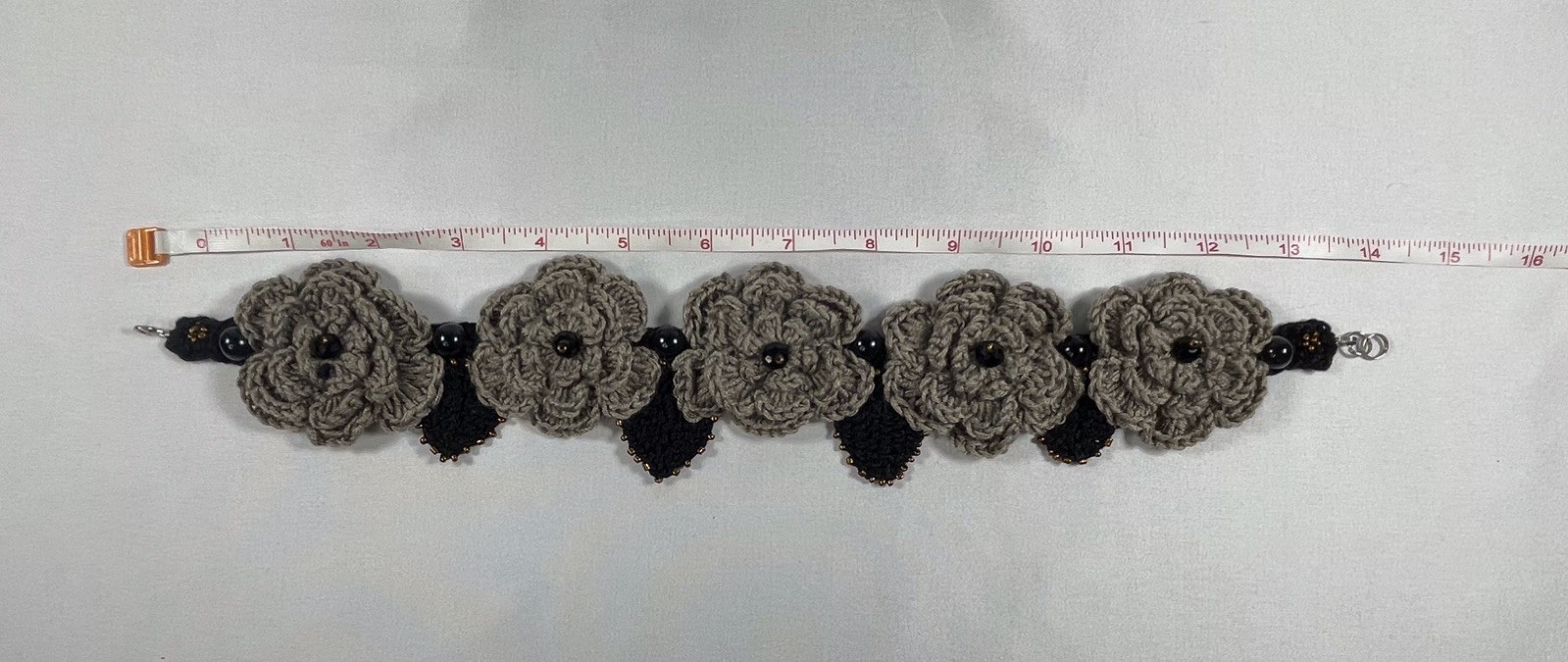 Vintage Handmade Unique Crochet Five Flowers Choker Necklace By Odythia
