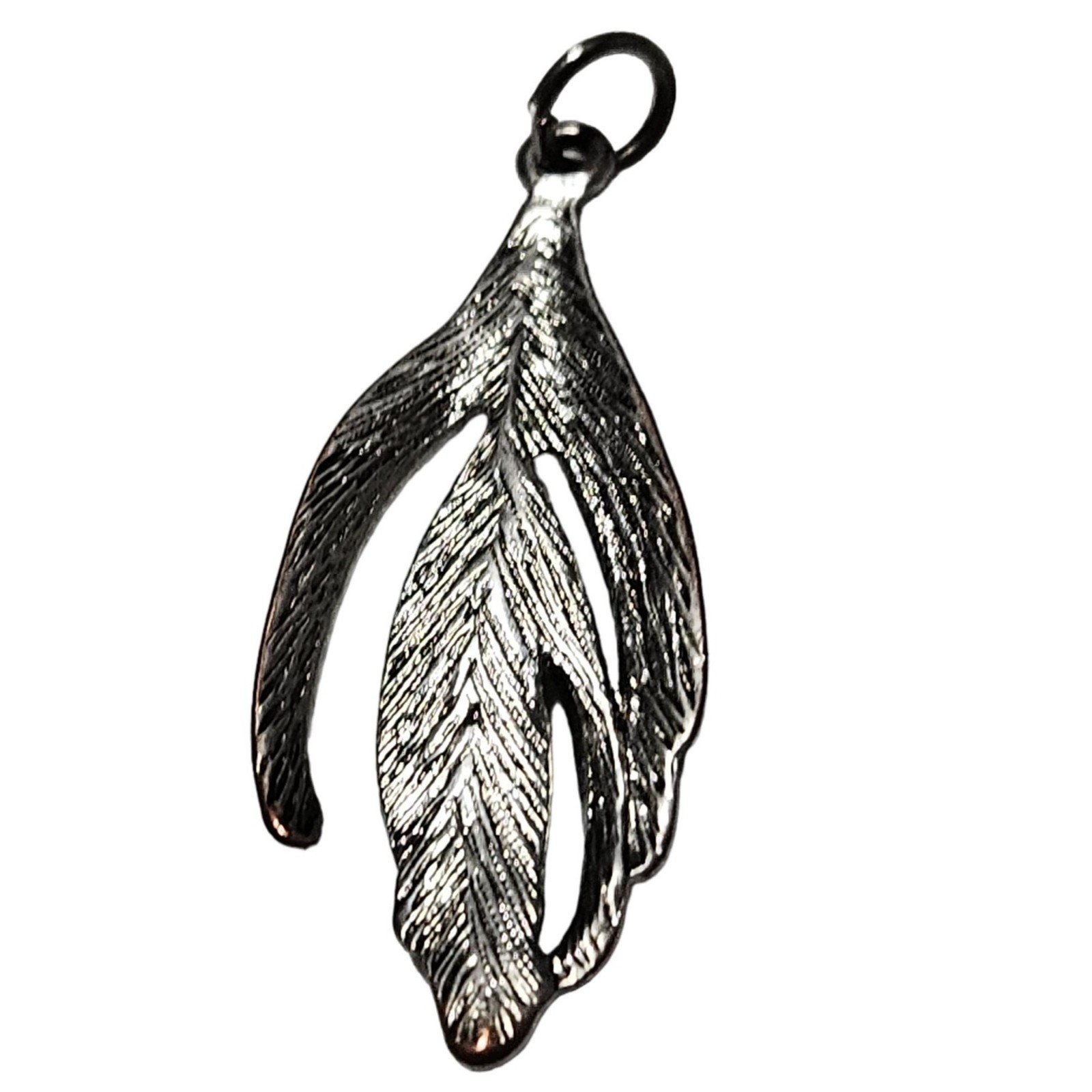 Vintage Leaf Pendant Charm Southwest Nature Silver Tone Fashion Jewelry Women