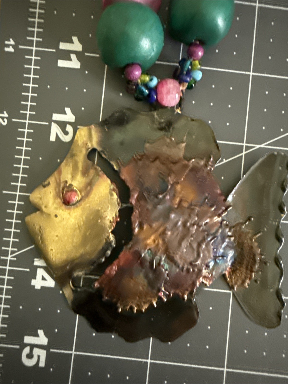 Gorgeous Artisan Made Beads & Mix Metals Large Fish Statement Necklace